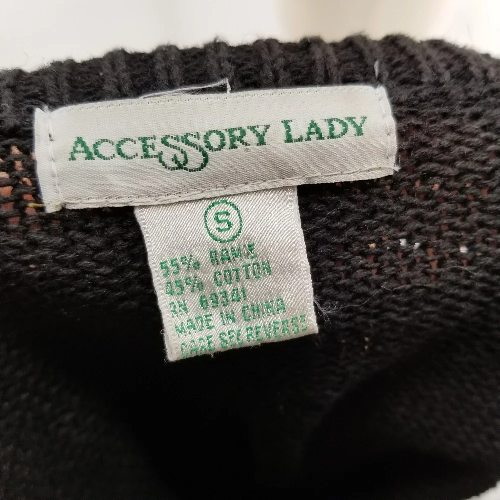 Vintage womens sweater gold sequins black Small - Picture 3 of 7